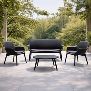 Salon de jardin 4 places gris anthracite avec table basse BUCA