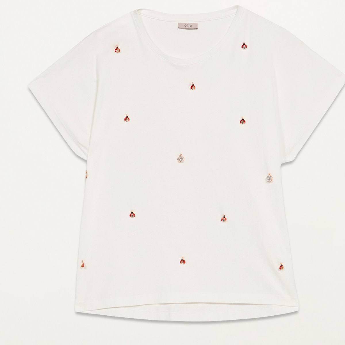 Oltre - T-shirt boxy con charms - Bianco