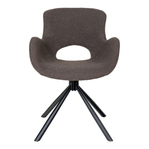 Set 2 sedie girevoli da pranzo Amorim in bouclé mushroom con gambe nere