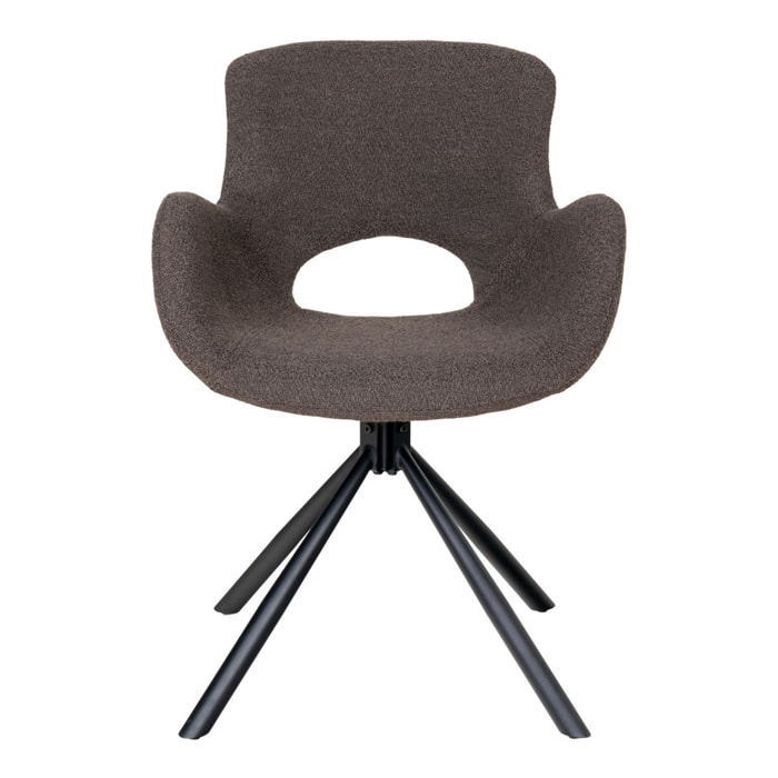Set 2 sedie girevoli da pranzo Amorim in bouclé mushroom con gambe nere