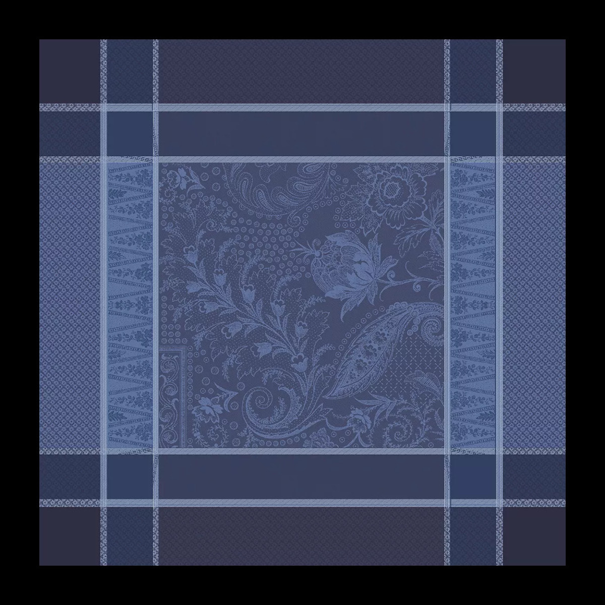 Serviette coton mélangé motif jacquard bleu Persina crepuscule