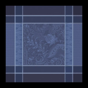 Serviette coton mélangé motif jacquard bleu Persina crepuscule