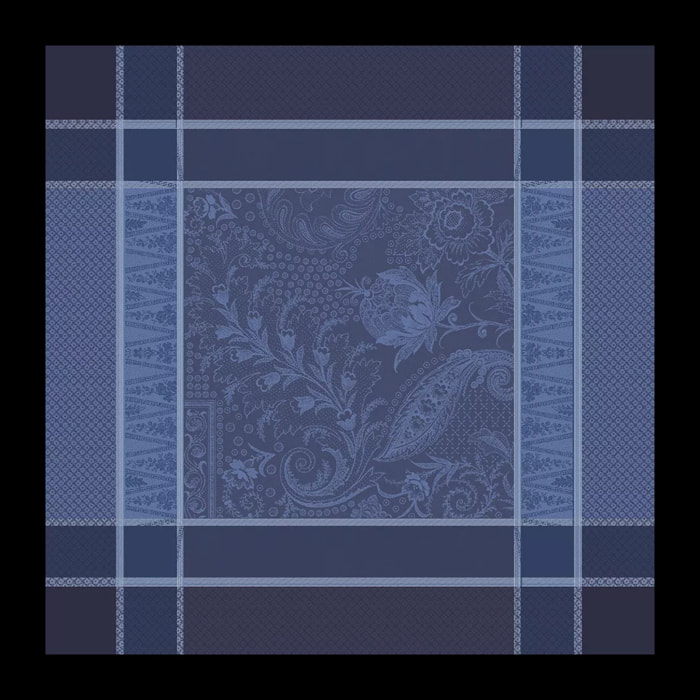 Serviette coton mélangé motif jacquard bleu Persina crepuscule
