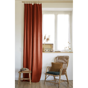 Rideau ajustable + 8 anneaux pince "Soline" 140 x 270 cm Lin lavé - Couleur: Soline Paprika