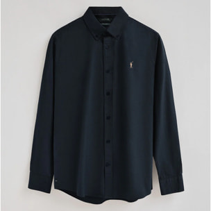 Camicia blu marino in popeline regular fit con logo Rigby Go