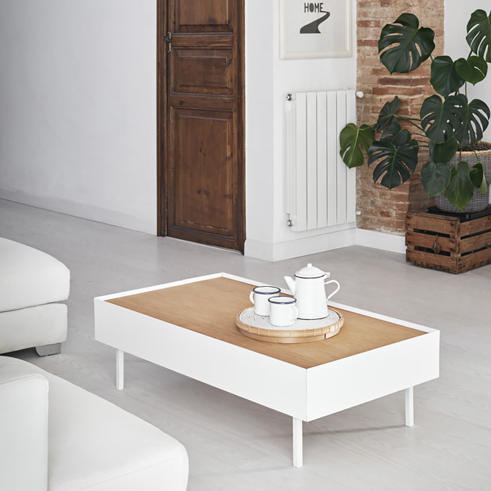 Mesa de centro Arista con 2 cajones blanco