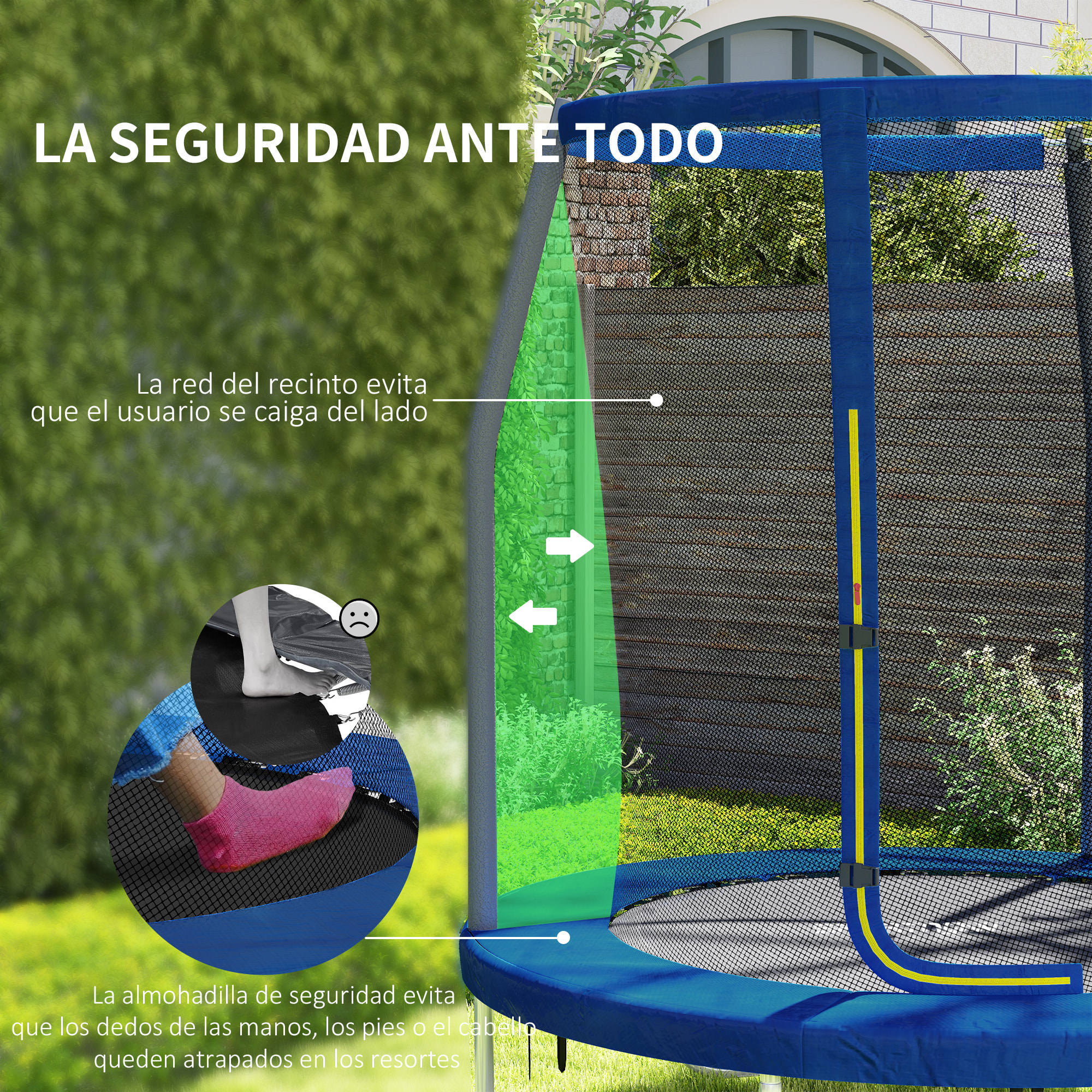 Cama Elástica Infantil Ø183 cm, Trampolín para Niños de +6 Años con Red de Seguridad, Barras Acolchadas, Funda de Seguridad y Marco de Acero, para Interior y Exterior