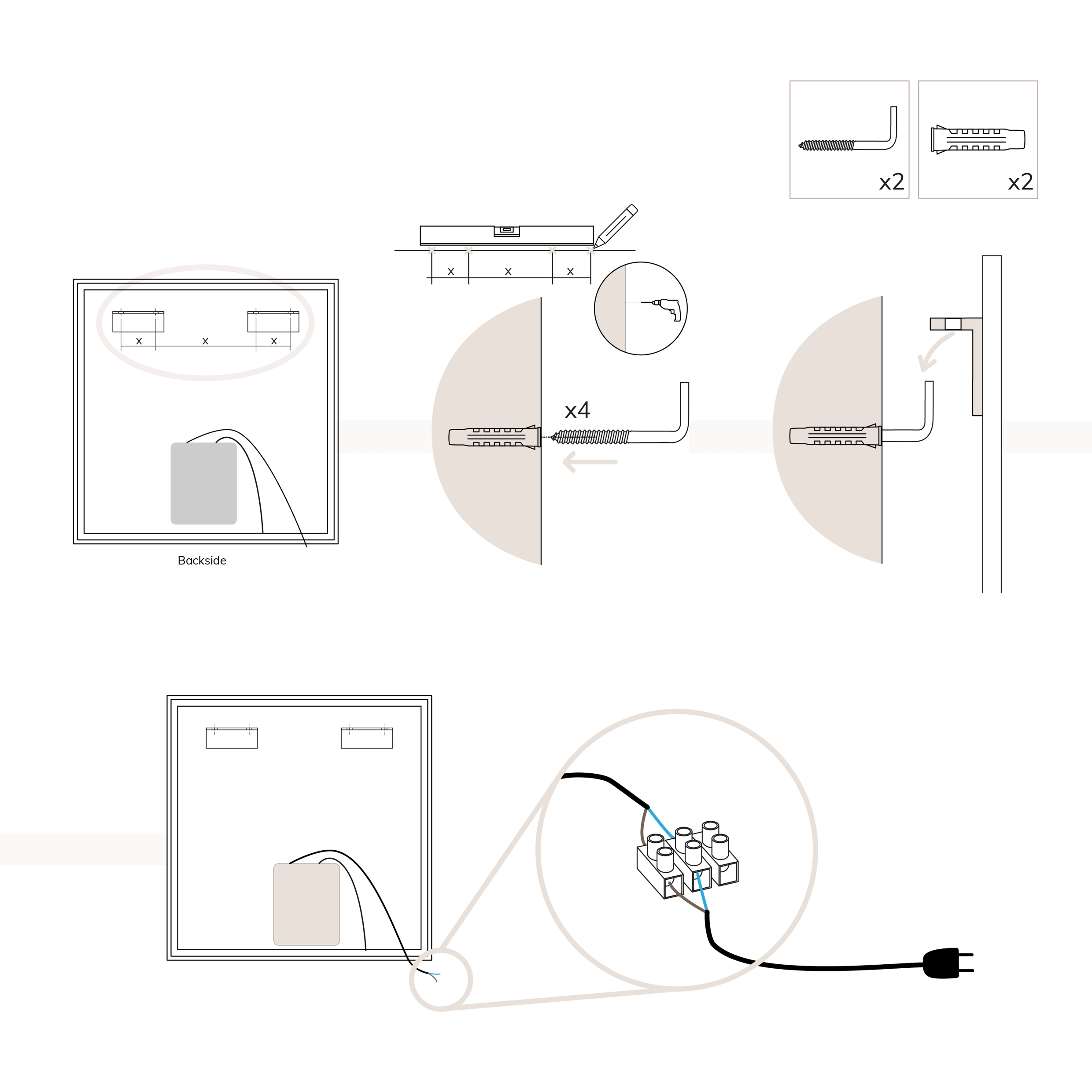 Miroir de salle de bain LED tactile Alday, 60 cm