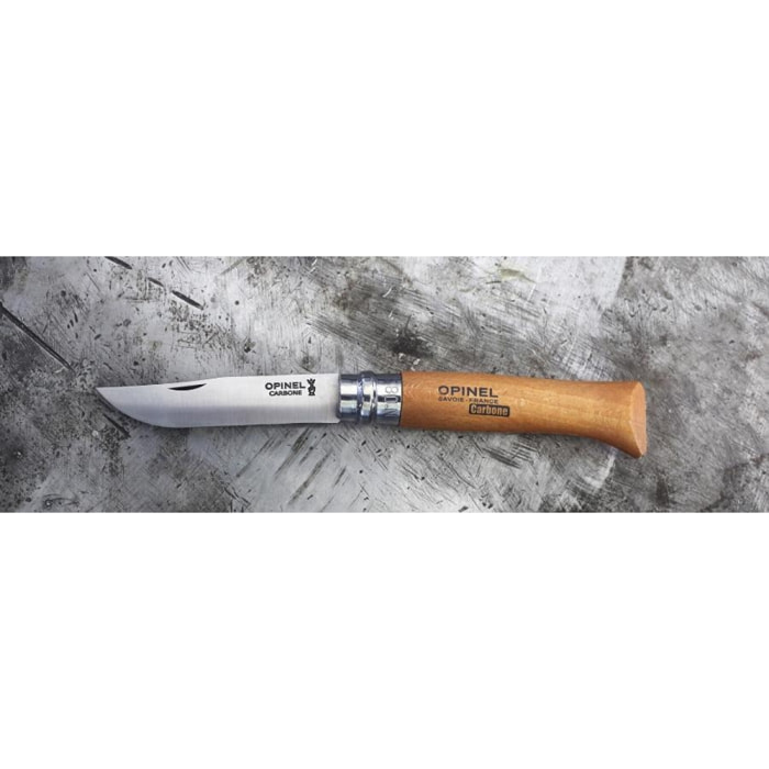 Couteau OPINEL N°8 Lame Carbone avec bague de sécurité - 113080
