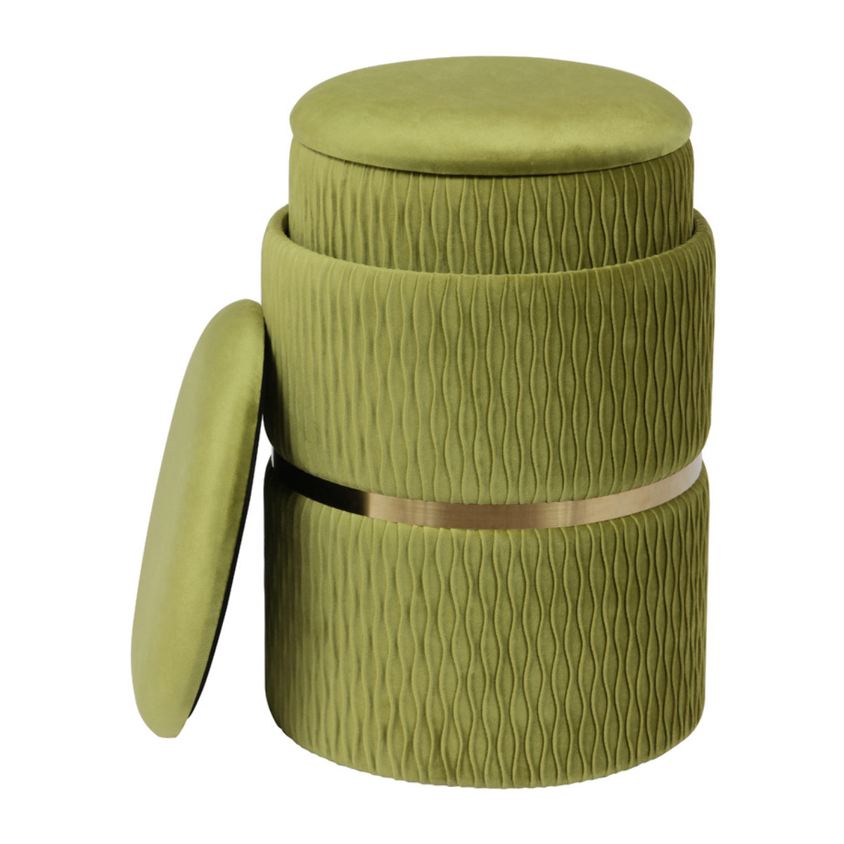 Set di 2 Puff Contenitori Milas in Velluto Verde Pistacchio