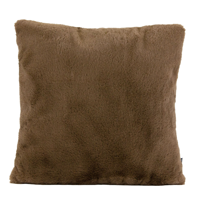 Coussin tout doux imitation fourrure - Taupe