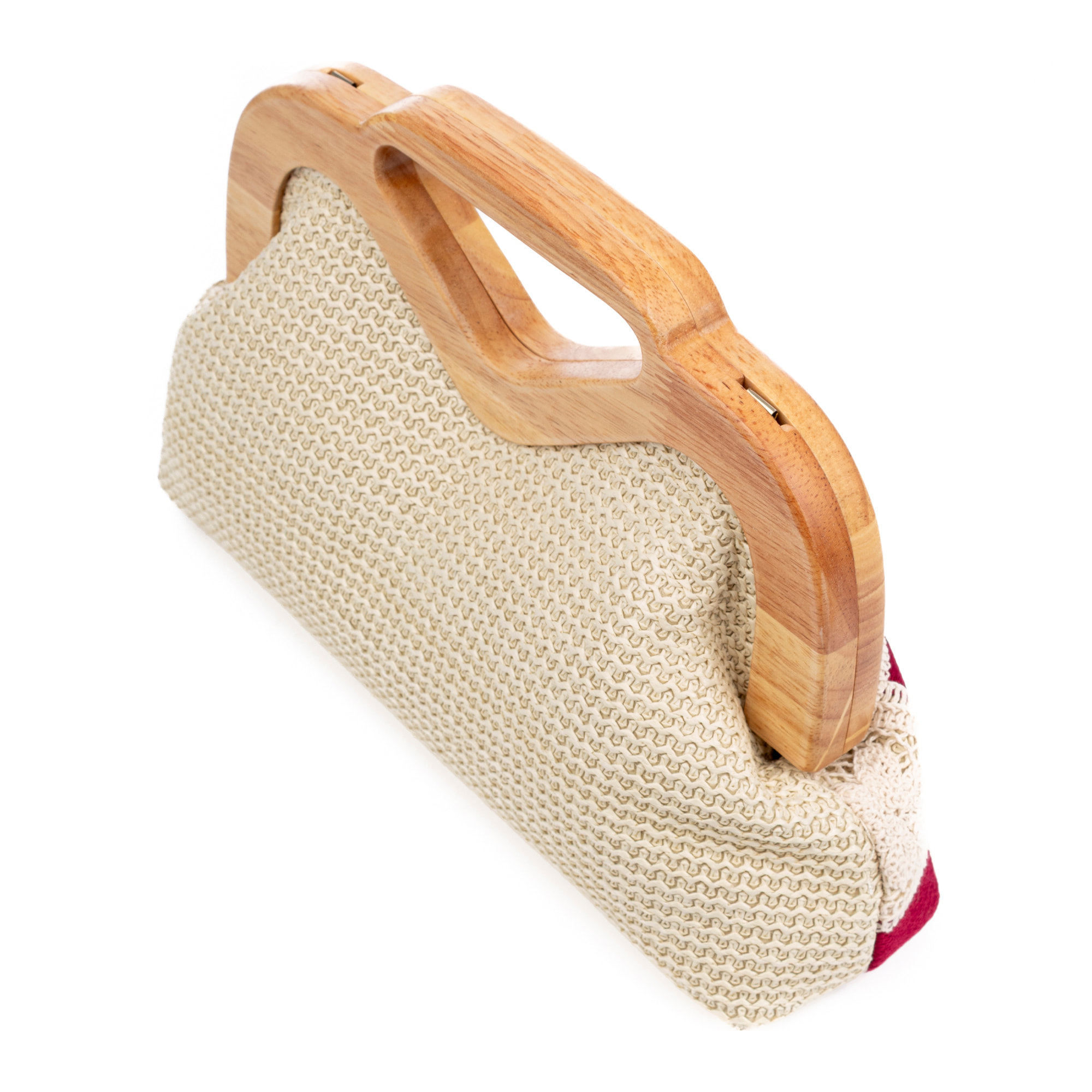 Bisenzio Bolso de mano Mujer. Fabricado en madera natural, algodón y paja trenzada.