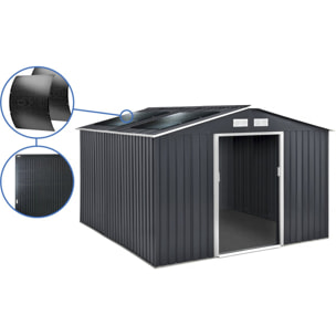 Abri de jardin métal - "Vegas"- 15 m² avec panneaux solaires - Gris