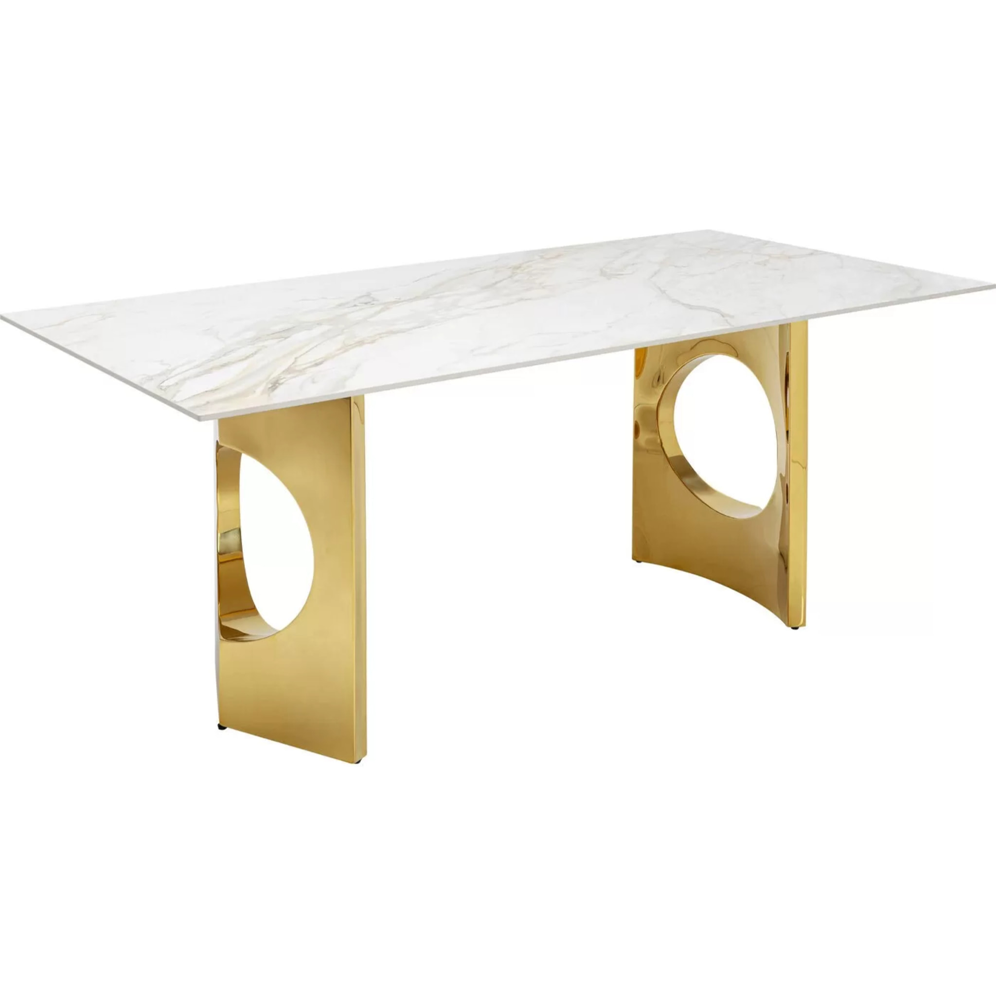 Table Eternity Oho 180x90cm blanche et dorée Kare Design