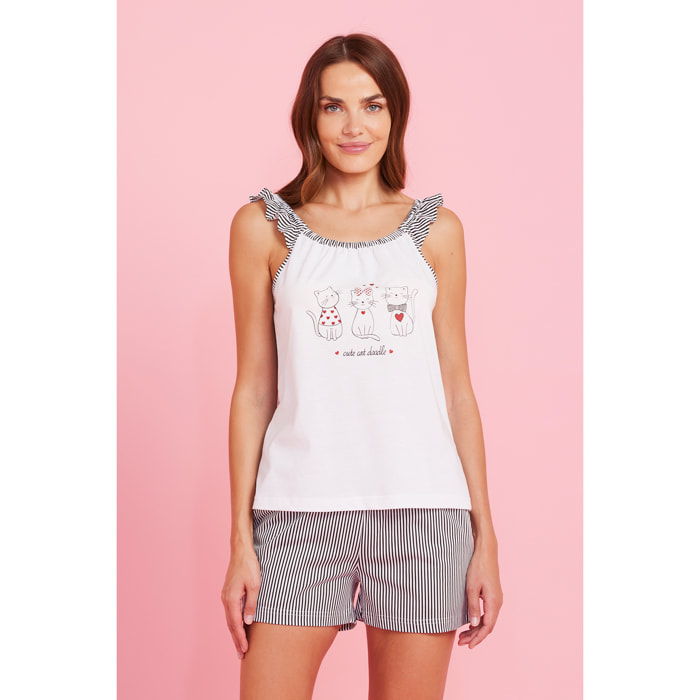 Pigiama donna cotone cute cats Noidinotte