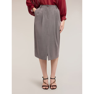 Motivi - Falda tubo longuette con pliegues - Gris