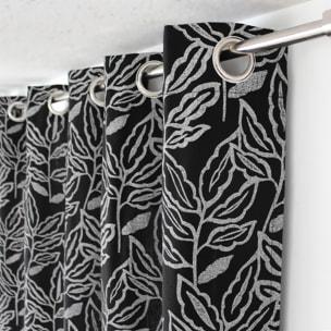 Rideau à oeillets en coton recyclé Chambray - Noir