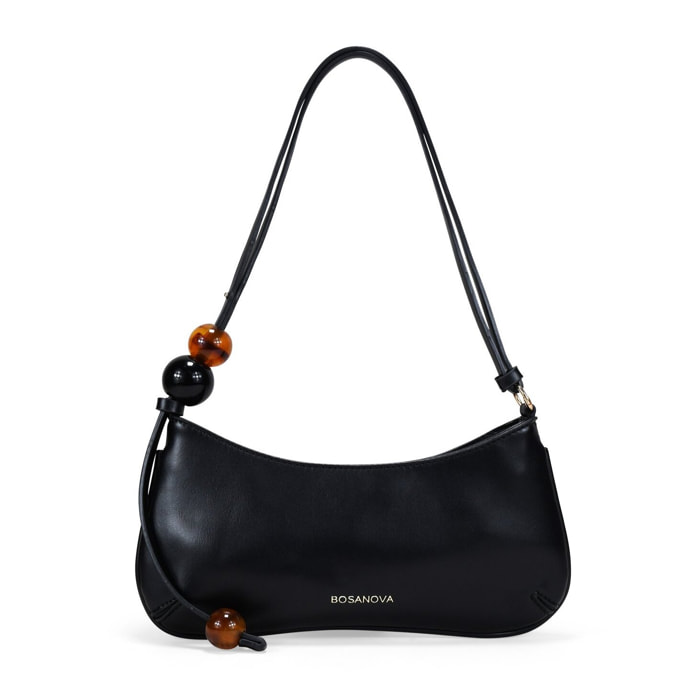 Bolso de hombro negro con cuentas marmoladas