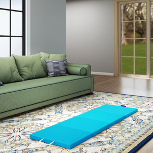 Colchoneta Gimnasia Plegable de Grosor de 5 cm, Tapete de Ejercicio con Asas de Transporte, Bolsa, Esterilla de Gimnasia para Yoga, Aeróbic, Artes Marciales, Azul Claro y Morado Oscuro