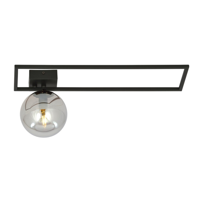 Lampada da soffitto Imago in acciaio nero e vetro grafite