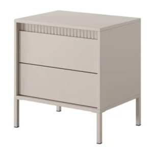 Comodino Moderno 2 Cassetti Push E Piedini Alti Cassettiera Design Elegante Mobiletto Minimal Effetto Cannettato 53.5 x 56.2 x 39.5 Cm Cashmere