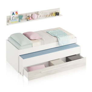 Cama doble juvenil con estante Nuit Blanco Artik (Blanco Mate) – Blanco Velho