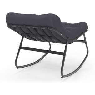 Fauteuils de jardin à bascule avec coussin gris - lot de 2