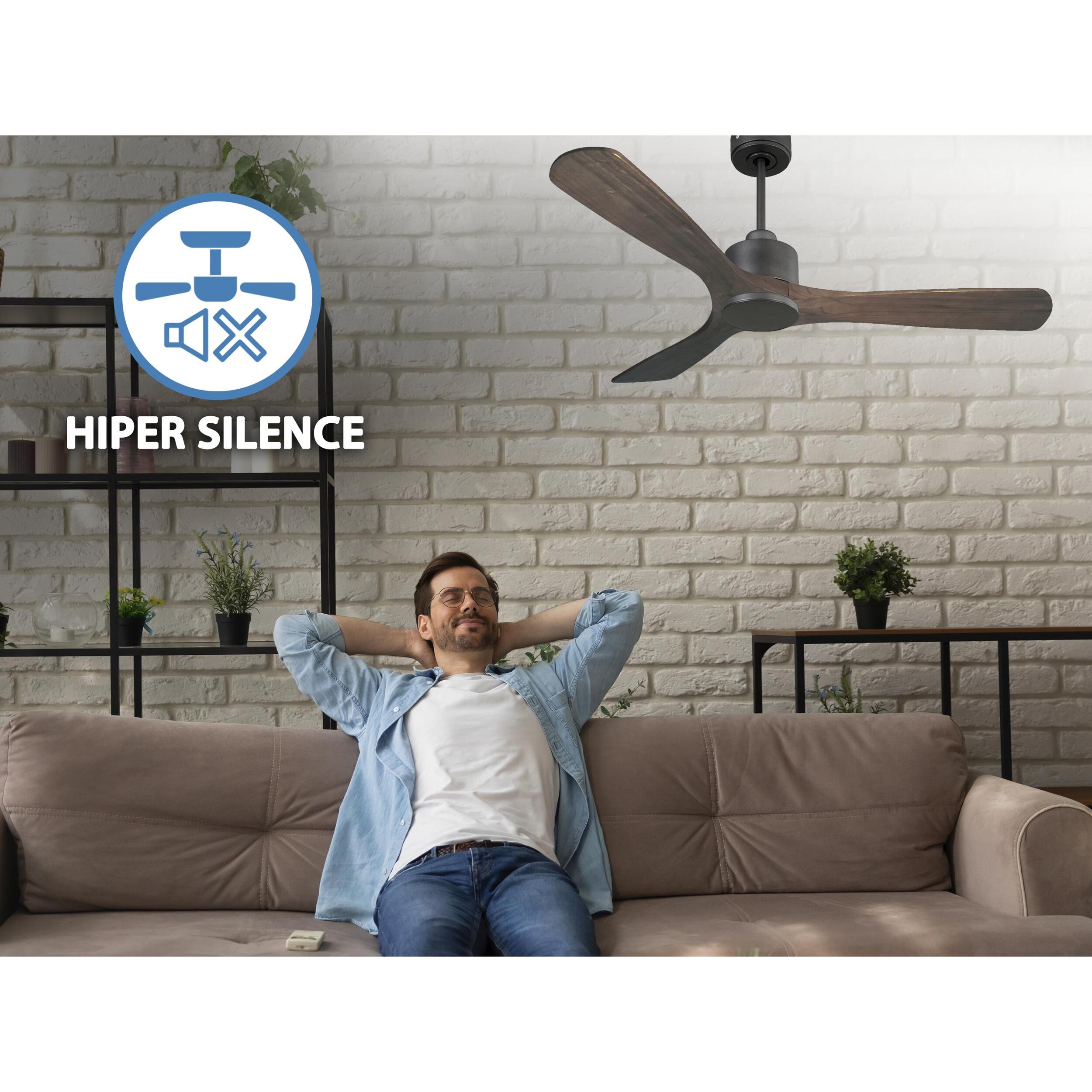 Ventilateur de plafond Réversible  Thermostat Wifi Moteur à courant continu Toits en pente Télécommande Hypersilence Mémoire