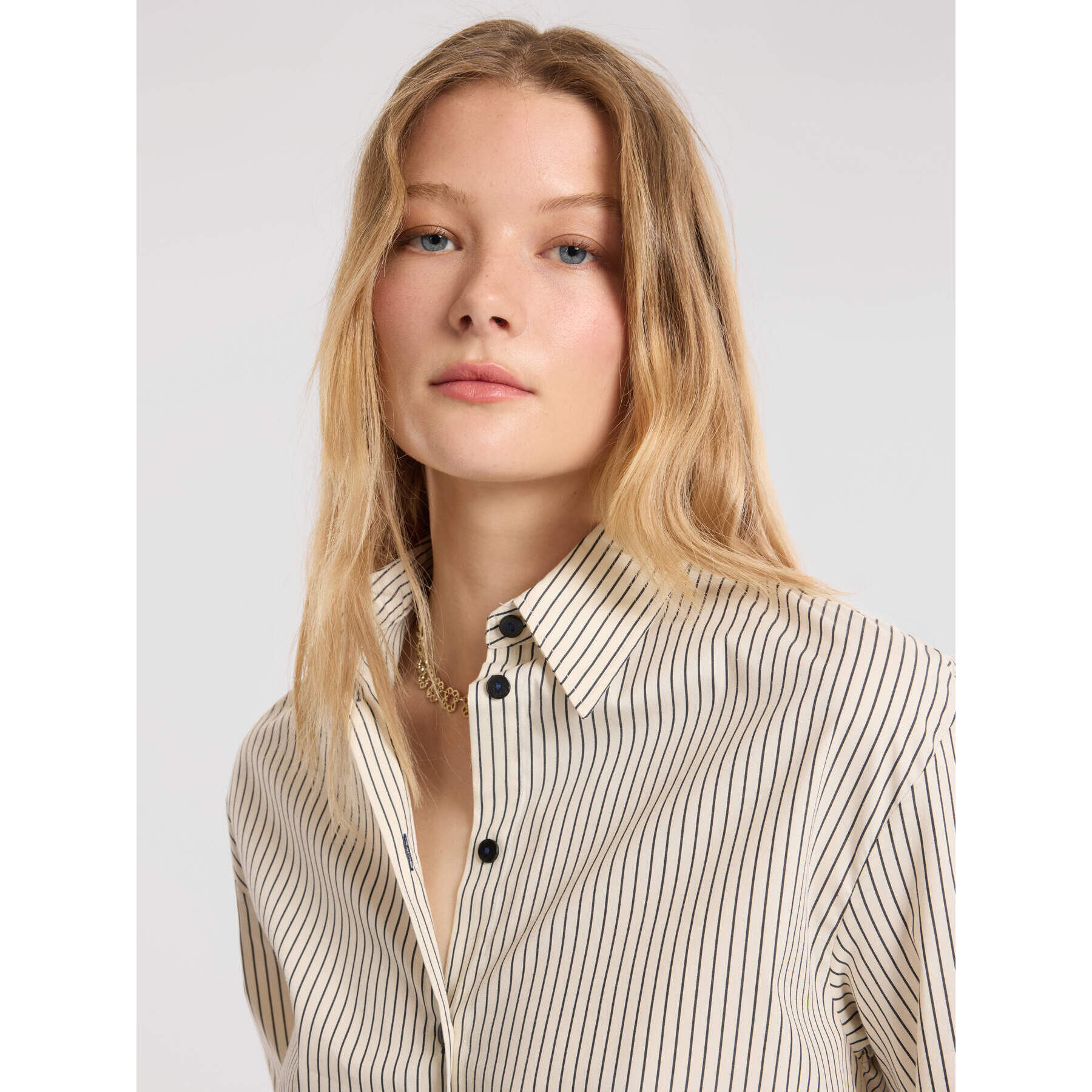 Elena Mirò - Camicia rigata - Bianco