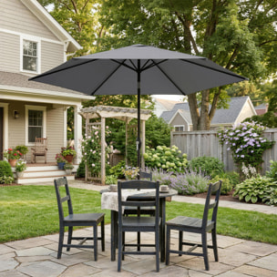 Parasol inclinable manivelle dia. 196 cm métal gris