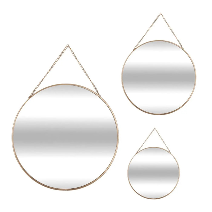 Set de 3 miroirs ronds doré D20/24/D29cm