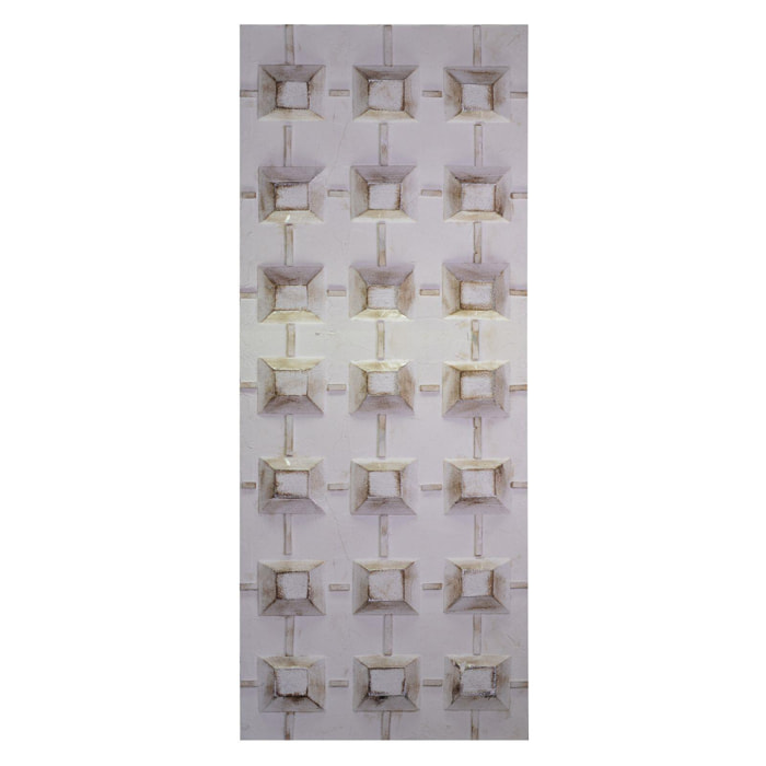 Quadro dipinto bianco con quadretti cm50x150x3/5