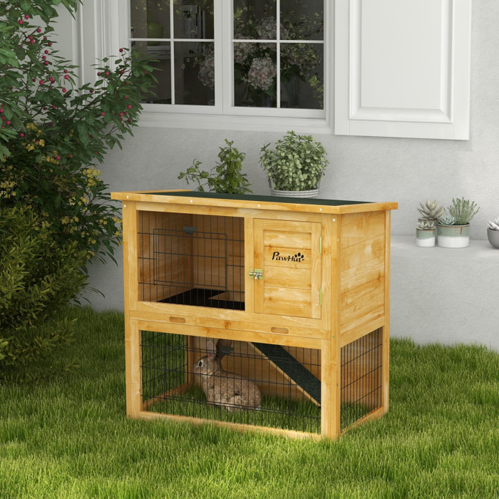 Clapier à lapin cage à lapin 2 étages 3 portes verrouillables bois pré-huilé