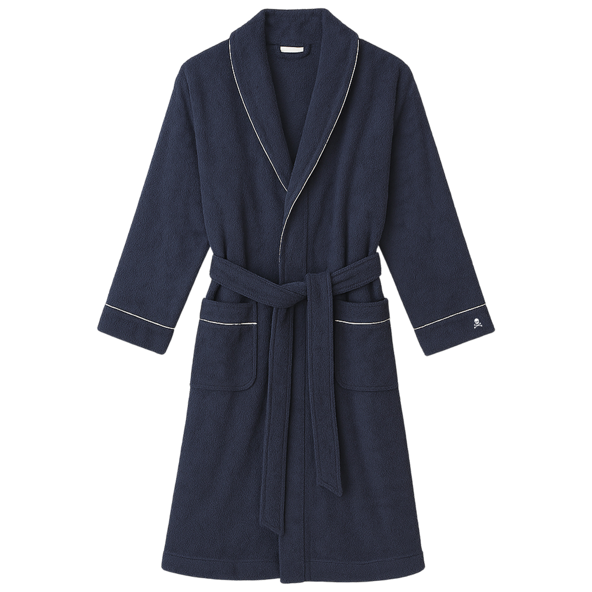 Scalpers albornoz liso con ribete y detalle bordado azul marino talla l-xl