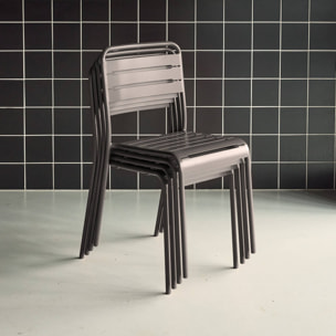 Lot de 4 chaises de jardin acier. 4 places. anthracite. Amelia. L44 x P52 x H79cm