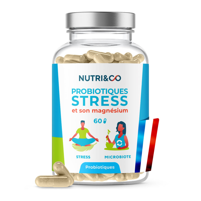 Nutri&Co Probiotiques Anti-Stress Breveté + Magnésium - 60 gélules Vegan