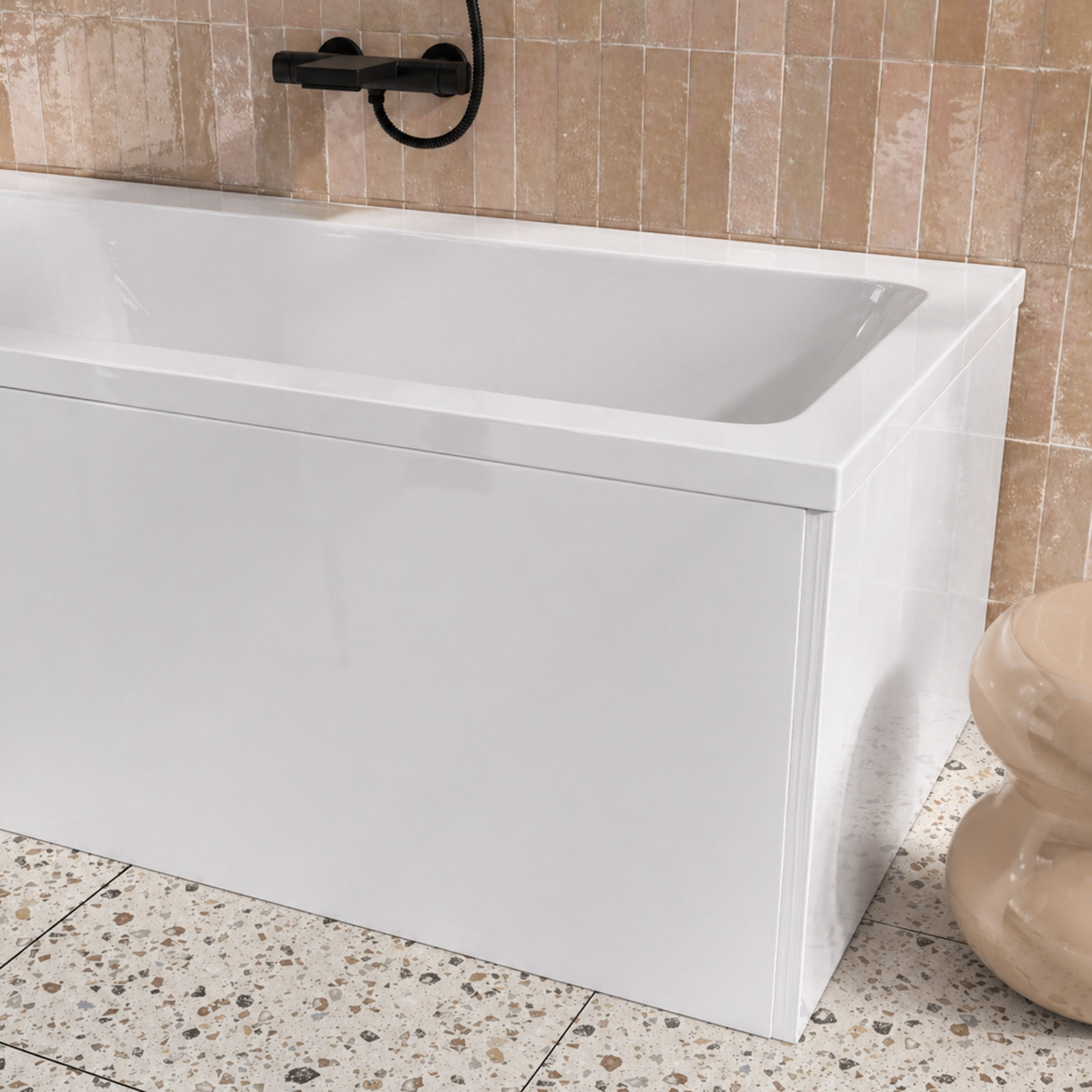 Pack Baignoire 180x80cm et 2 Tabliers recoupables - Blanc Brillant - Marina Square Duo