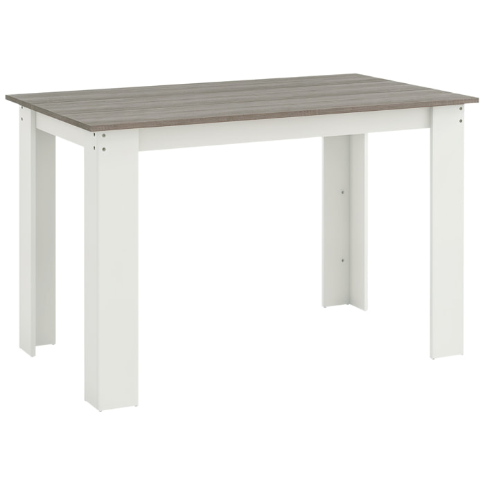 Mesa de Comedor para 4-6 Personas Mesa de Cocina Rectangular Estilo Moderno Carga 50 kg 120x69x75 cm Gris y Blanco