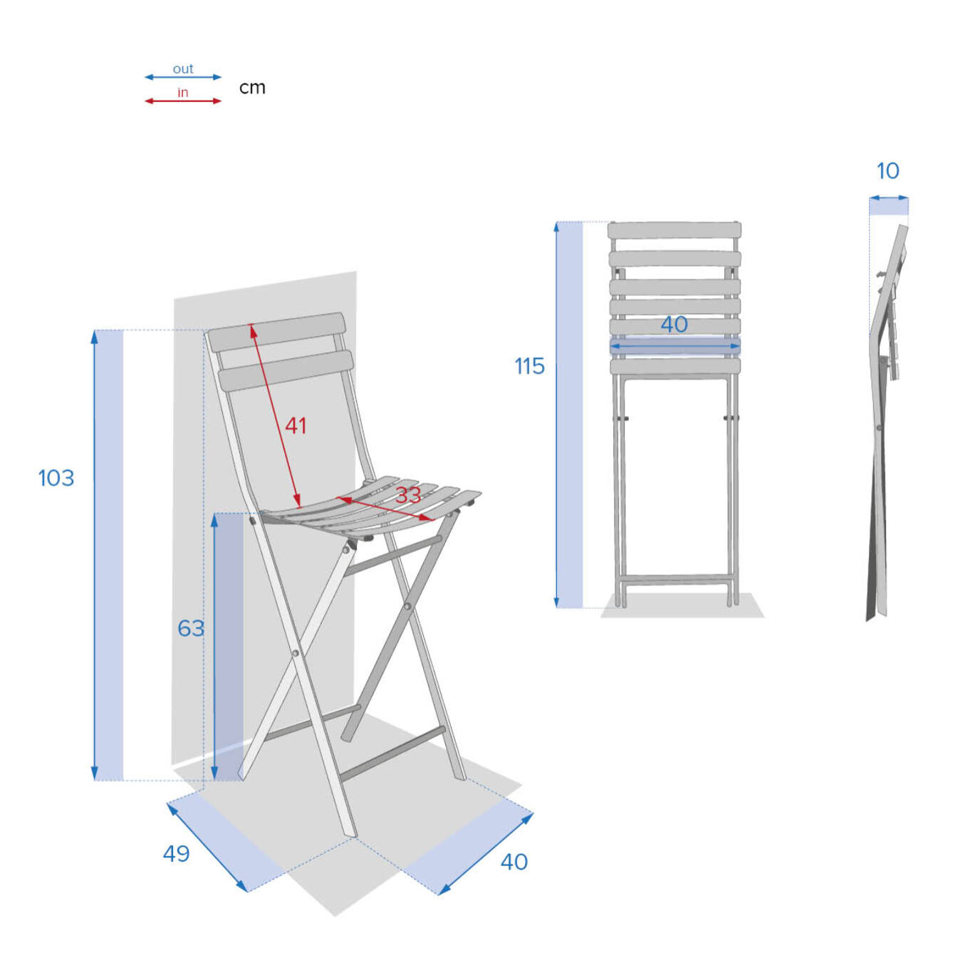 Lot de 2 chaises hautes pliantes de jardin Greensboro Tonka