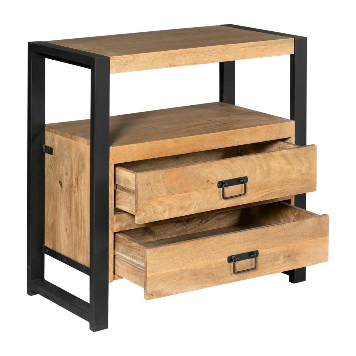 Commode bois métal 2 tiroirs MILORA