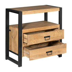 Commode bois métal 2 tiroirs MILORA