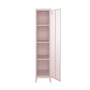 Armoire chambre en acier rose. 4 espaces de rangement. casier