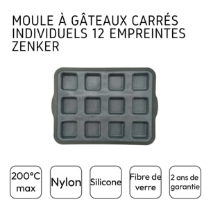 Moule à gâteaux 12 carrés en silicone fibre de verre Zenker