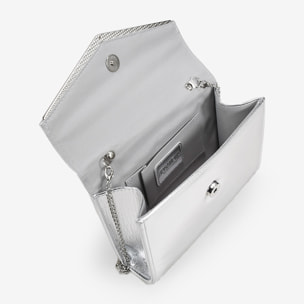 Bolso de fiesta plateado con solapa