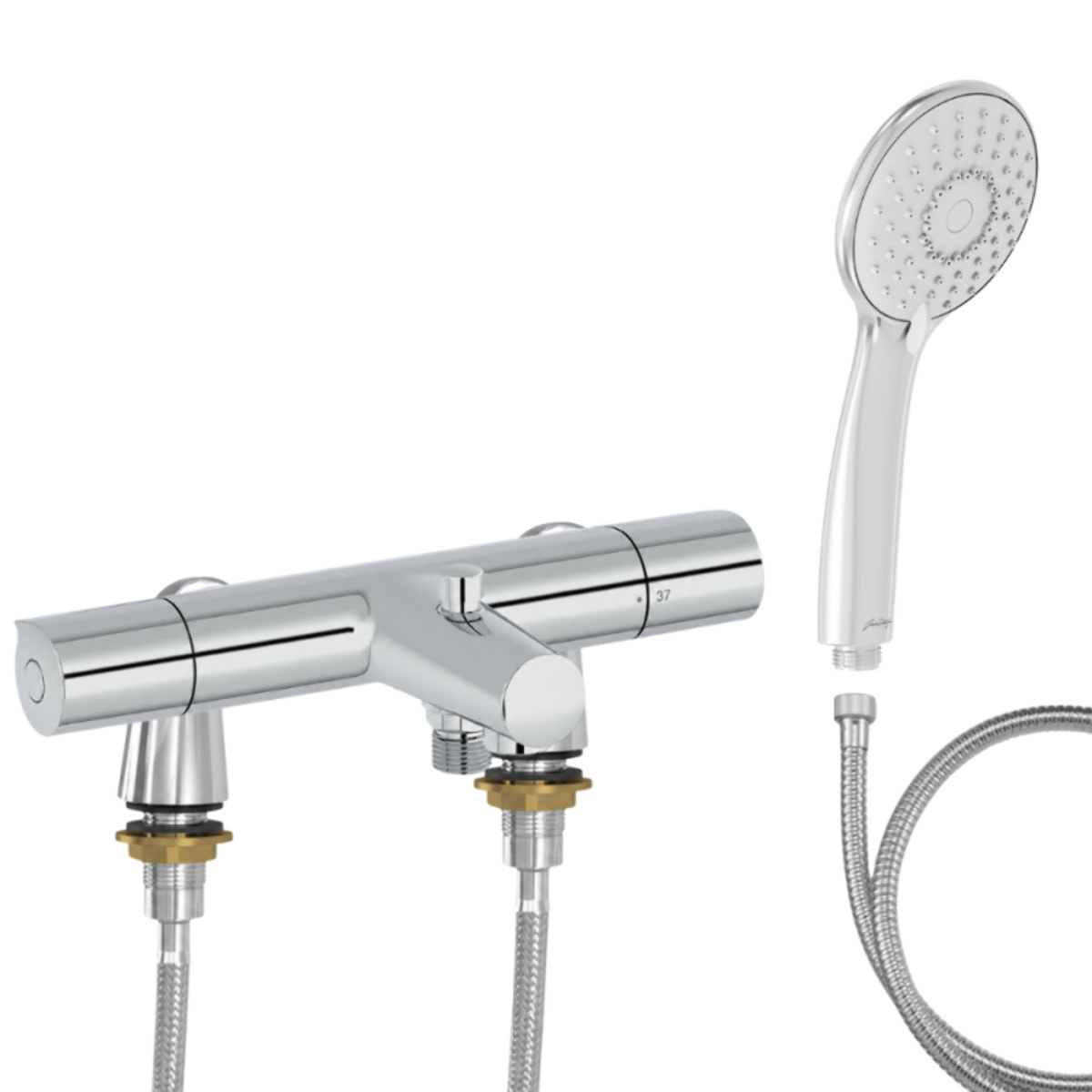Mitigeur baignoire Simone + pommeau de douche Juliette + flexible de douche métal + colonnettes Idro'Flex