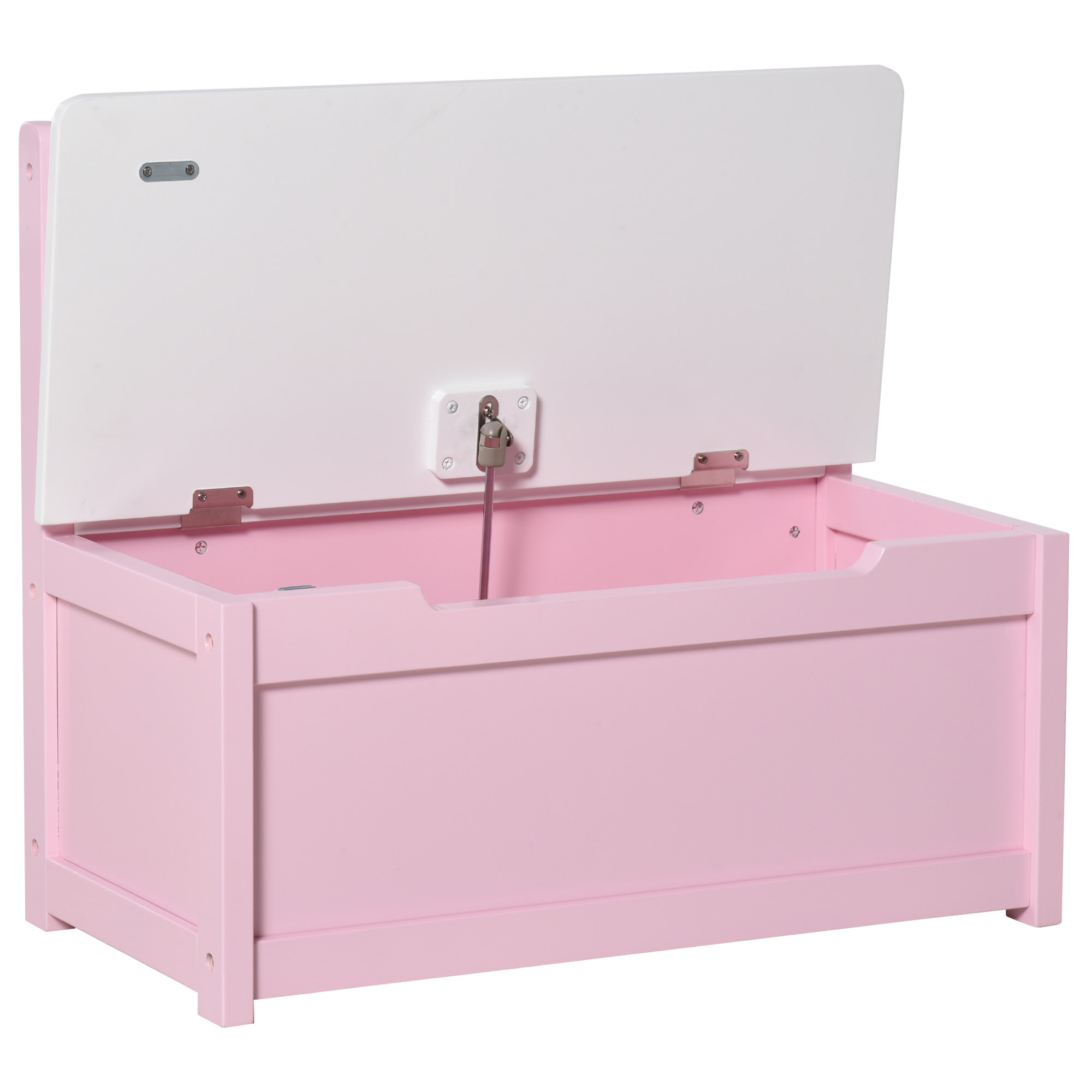 Baúl para Juguetes Banco Almacenaje para Niños con Respaldo y Tapa Amortiguadora Carga 40 kg para Salas de Juego Dormitorio 60x30x50 cm Rosa y Blanco