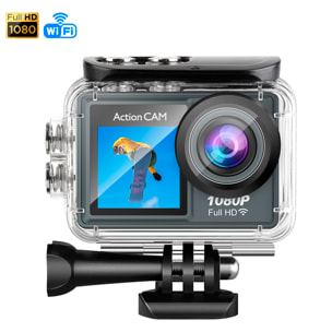 Cámara Deportiva AT-G40 1080FHD con 12 mpx, doble pantalla de 2" y 1.3" con multitud de accesorios deportivos y WIFI.