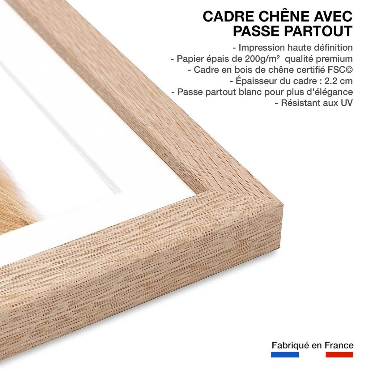 Affiche enfant bébé vache Affiche sous cadre bois