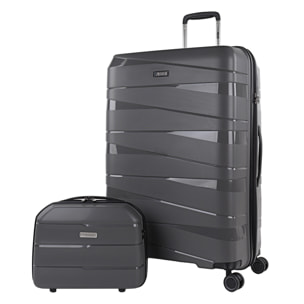 Juego De Maletas Rígidas Pp Jaslen Stuttgart Marron Metalizado