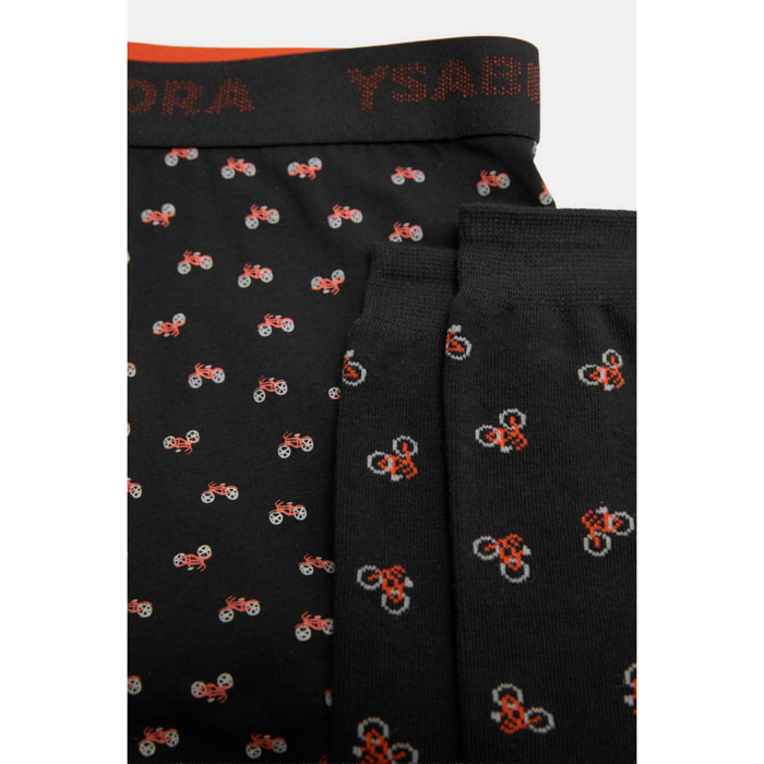 Confezione di boxer e calzini con stampa motociclistica